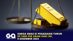 Harga Emas di Pegadaian Turun Rp 5000 per gram Hari ini, 9 Desember 2024