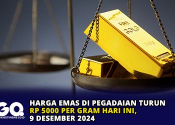 Harga Emas di Pegadaian Turun Rp 5000 per gram Hari ini, 9 Desember 2024