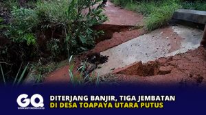 Diterjang Banjir, Tiga Jembatan di Desa Toapaya Utara Putus
