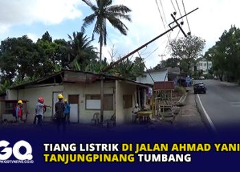 Tiang Listrik di Jalan Ahmad Yani Tanjungpinang Tumbang