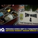 Perdana Siswa SMP N 4 Tanjungpinang Antusias Nikmati Makan Bergizi Gratis