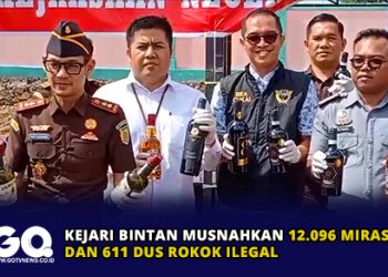 Kejari Bintan Musnahkan 12.096 Miras dan 611 Dus Rokok Ilegal