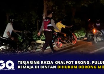 Terjaring Razia Knalpot Brong, Puluhan Remaja di Bintan Dihukum Dorong Motor