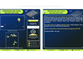 Peringatan Dini Cuaca Kepri, Potensi Hujan Lebat Disertai Petir dan Angin Kencang di Natuna