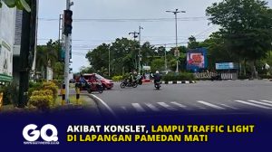 Akibat Konslet, Lampu Traffic Light di Lapangan Pamedan Mati