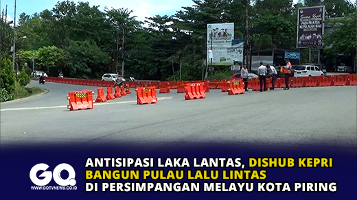 Antisipasi Laka Lantas, Dishub Kepri Bangun Pulau Lalu Lintas di Persimpangan Melayu Kota Piring.