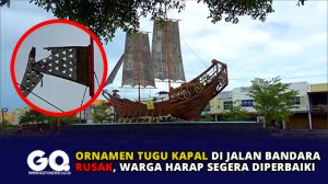 Ornamen Tugu Kapal di Jalan Bandara Rusak, Warga Harap Segera Diperbaiki