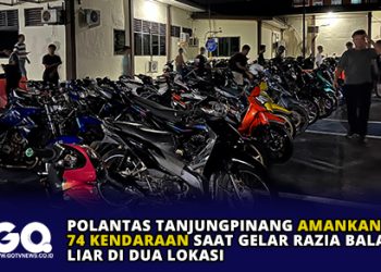 Polantas Tanjungpinang Amankan 74 Kendaraan Saat Gelar Razia Balap Liar di Dua Lokasi.