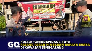Polsek Tanjungpinang Kota Pasang Papan Himbauan Bahaya Buaya di Kawasan Senggarang
