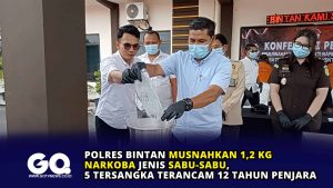 Polres Bintan Musnahkan 1,2 Kg Narkoba Jenis Sabu-Sabu, 5 Tersangka Terancam 12 Tahun Penjara