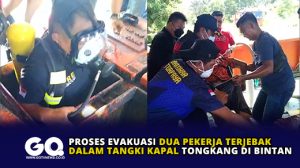Proses Evakuasi Dua Pekerja Terjebak Dalam Tangki Kapal Tongkang di Bintan