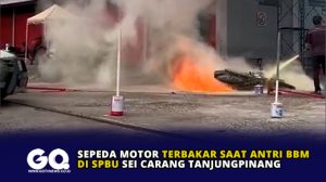 Sepeda Motor Terbakar Saat Antri BBM di SPBU Sei Carang Tanjungpinang