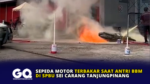 Sepeda Motor Terbakar Saat Antri BBM di SPBU Sei Carang Tanjungpinang.