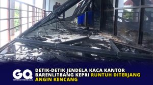 Detik-Detik Jendela Kaca Kantor Barenlitbang Kepri Runtuh Diterjang Angin Kencang