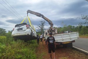 Kecelakaan Beruntun di Jalan Lintas Barat Bintan, 3 Mobil Rusak Parah