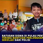 Ratusan Siswa di Pulau Penyengat Terima Bantuan Perlengkapan Sekolah dari Polisi