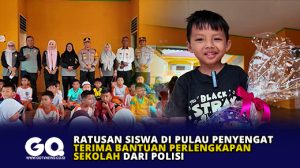 Ratusan Siswa di Pulau Penyengat Terima Bantuan Perlengkapan Sekolah dari Polisi
