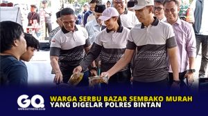 Warga Serbu Bazar Sembako Murah yang Digelar Polres Bintan