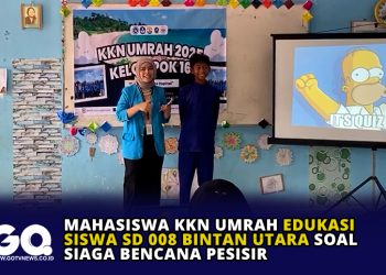 Mahasiswa KKN Umrah Edukasi Siswa SD 008 Bintan Utara Soal Siaga Bencana Pesisir