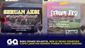 Baru Sehari Dilantik, BEM UI Desak Prabowo Copot Jabatan Menkeu Purbaya Yudhi Sadewa