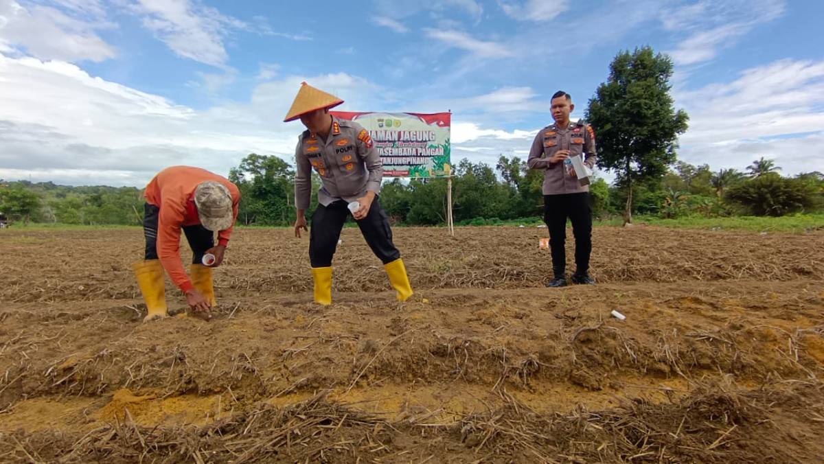 Polisi dan Kelompok Tani di Tanjungpinang Tanah Jagung Dukung Swasembada Pangan.