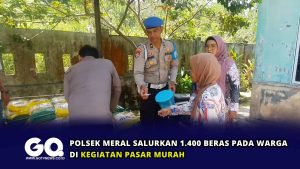 Polsek Meral Salurkan 1.400 Beras pada Warga di Kegiatan Pasar Murah