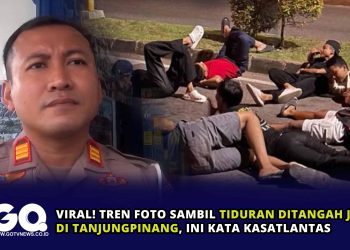 Viral! Tren Foto Sambil Tiduran Ditangah Jalan di Tanjungpinang, Ini Kata Kasatlantas.
