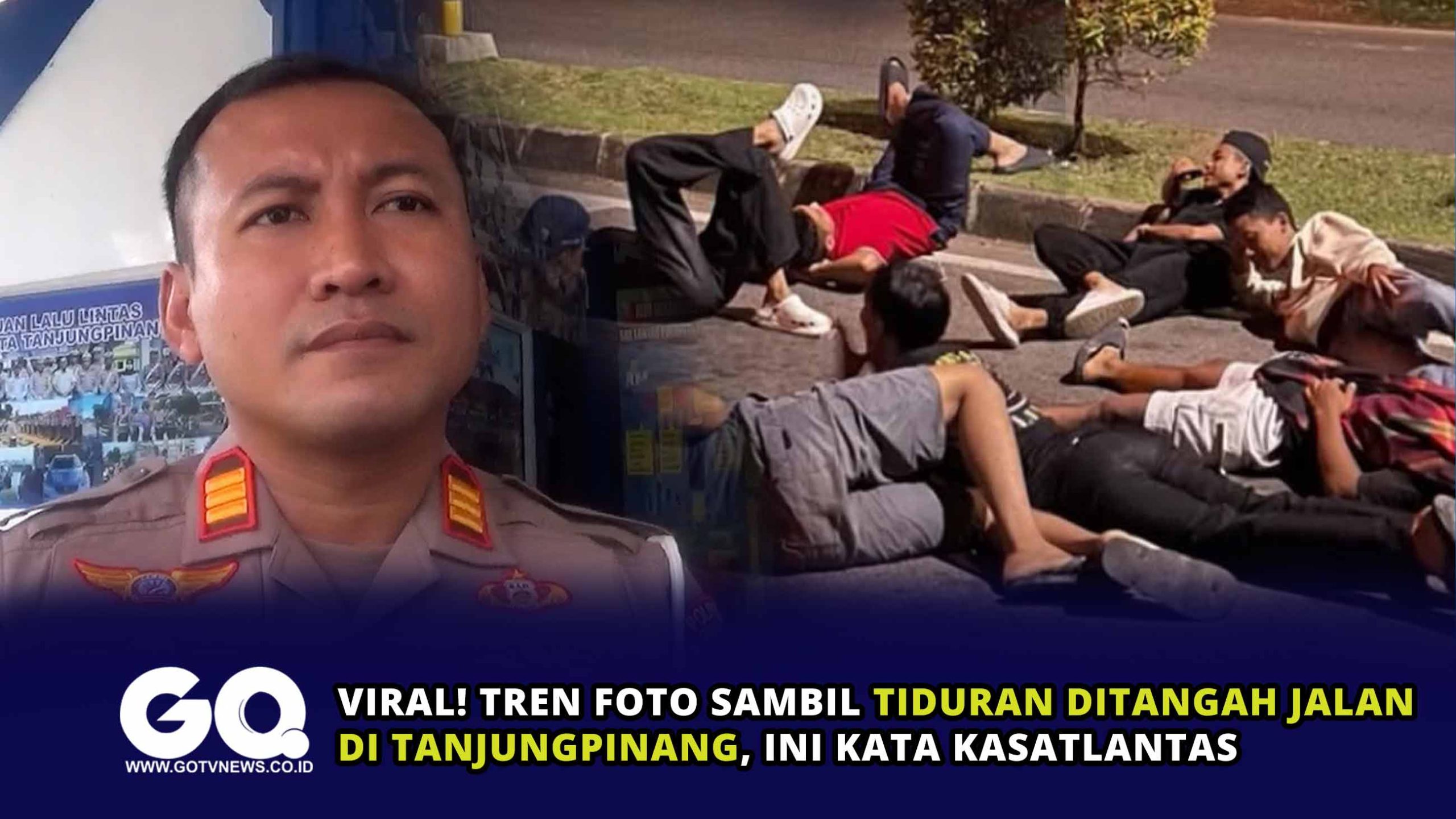 Viral! Tren Foto Sambil Tiduran Ditangah Jalan di Tanjungpinang, Ini Kata Kasatlantas.