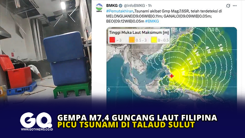 Gempa M7,4 Guncang Laut Filipina Picu Tsunami di Talaud Sulut