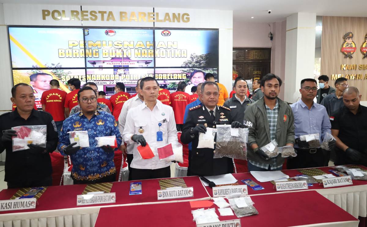 Polresta Barelang Musnahkan Barang Bukti Narkotika Hasil Ungkap 9 Kasus.