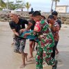 Babinsa Bersama Warga Evakuasi Pemancing Tenggelam di Pantai Lobo Bintan