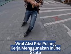 Viral Aksi Pria Pulang Kerja Menggunakan Inline Skate