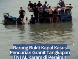 Barang Bukti Kapal Kasus Pencurian Granit Tangkapan TNI AL Karam di Perairan Karimun