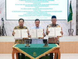 Kejati Bersama Kanwil Kemenag dan Kanwil BPN Kepri Tandatangani Kerja Sama Bidang Perdata dan Tata Usaha Negara