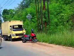 Rem Blong, Truk Box Hantam Motor dan Pick Up di Sei Carang Tanjungpinang