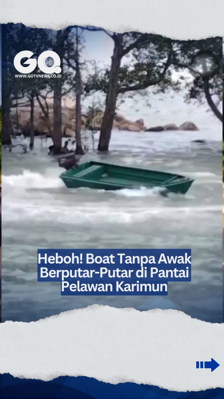 Heboh! Boat Tanpa Awak Berputar-Putar di Pantai Pelawan Karimun.