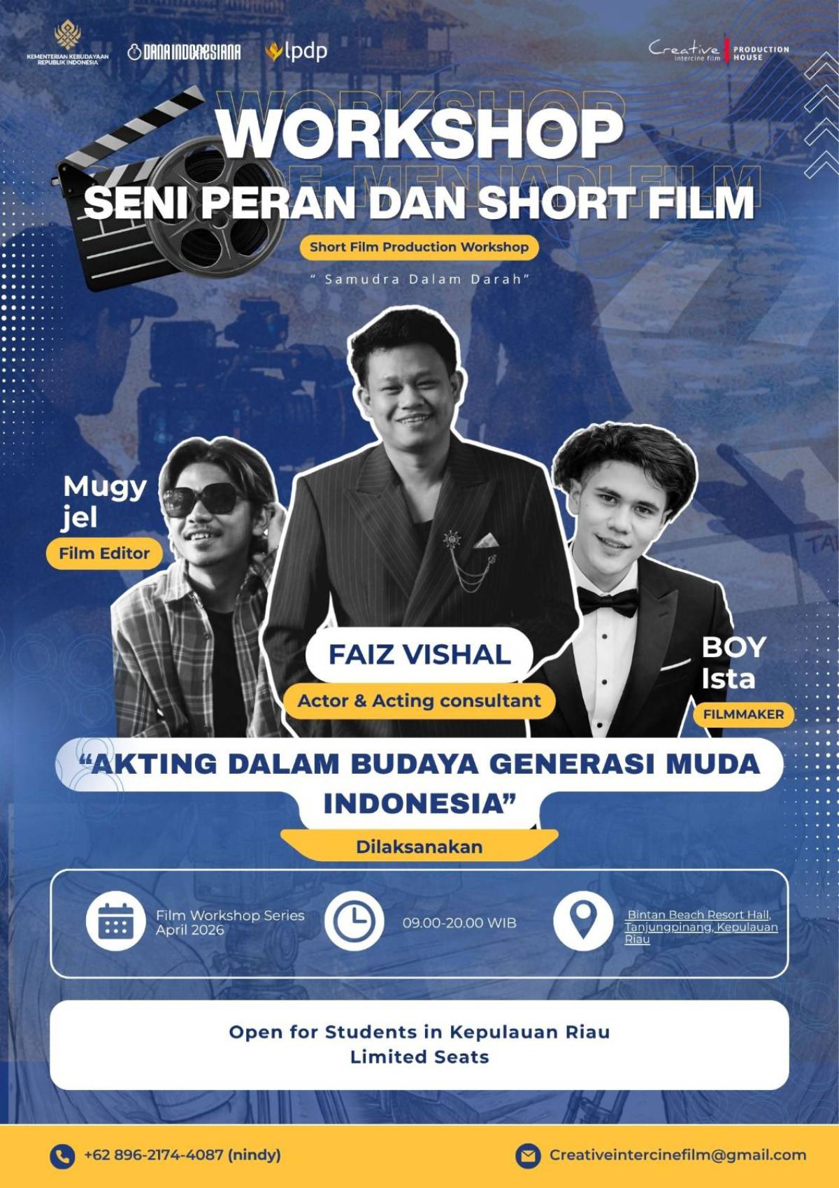 Workshop Seni Peran dan Film di Tanjungpinang 2026, Creative Intercine Siapkan Sineas Muda Kepri.
