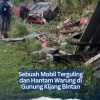 Sebuah Mobil Terguling dan Hantam Warung di Gunung Kijang Bintan