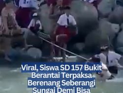 Viral, Siswa SD 157 Bukit Berantai Terpaksa Berenang Seberangi Sungai Demi Bisa Sekolah