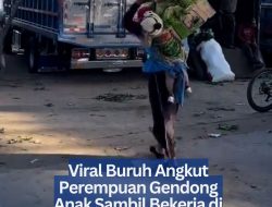 Viral Buruh Angkut Perempuan Gendong Anak Sambil Bekerja di Pasar