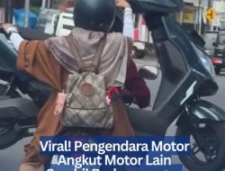 Viral! Pengendara Motor Angkut Motor Lain Sambil Berboncengan