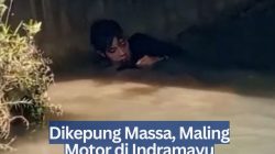 Dikepung Massa, Maling Motor di Indramayu Sembunyi Bawah Jembatan
