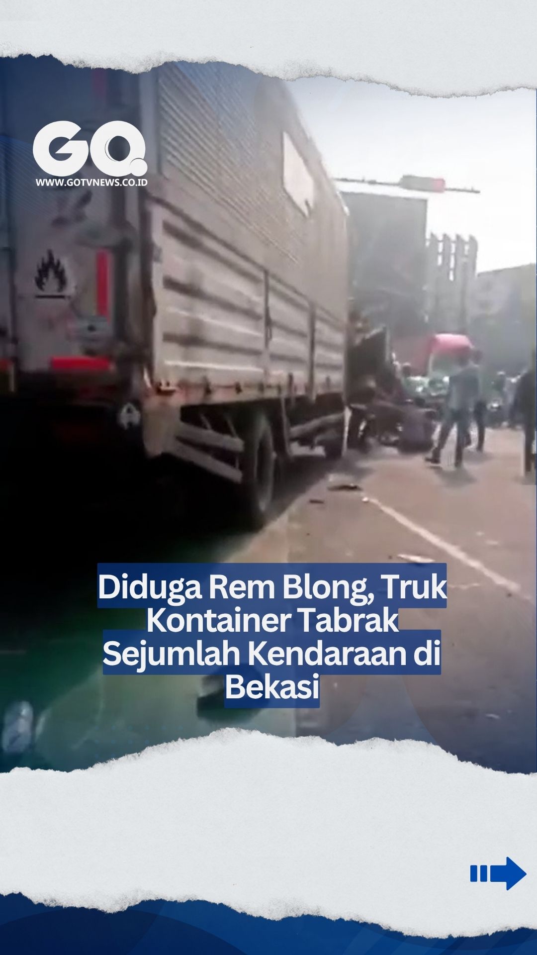 Diduga Rem Blong, Truk Kontainer Tabrak Sejumlah Kendaraan di Bekasi.