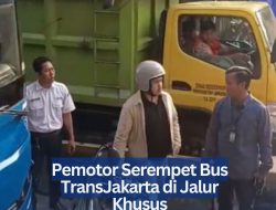 Pemotor Serempet Bus TransJakarta di Jalur Khusus