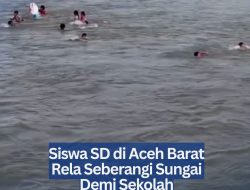 Siswa SD di Aceh Barat Rela Seberangi Sungai Demi Sekolah