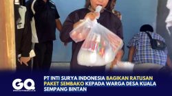 PT Inti Surya Indonesia Bagikan Ratusan Paket Sembako Kepada Warga Desa Kuala Sempang Bintan