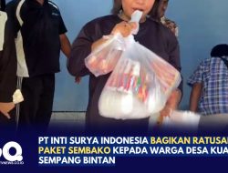 PT Inti Surya Indonesia Bagikan Ratusan Paket Sembako Kepada Warga Desa Kuala Sempang Bintan