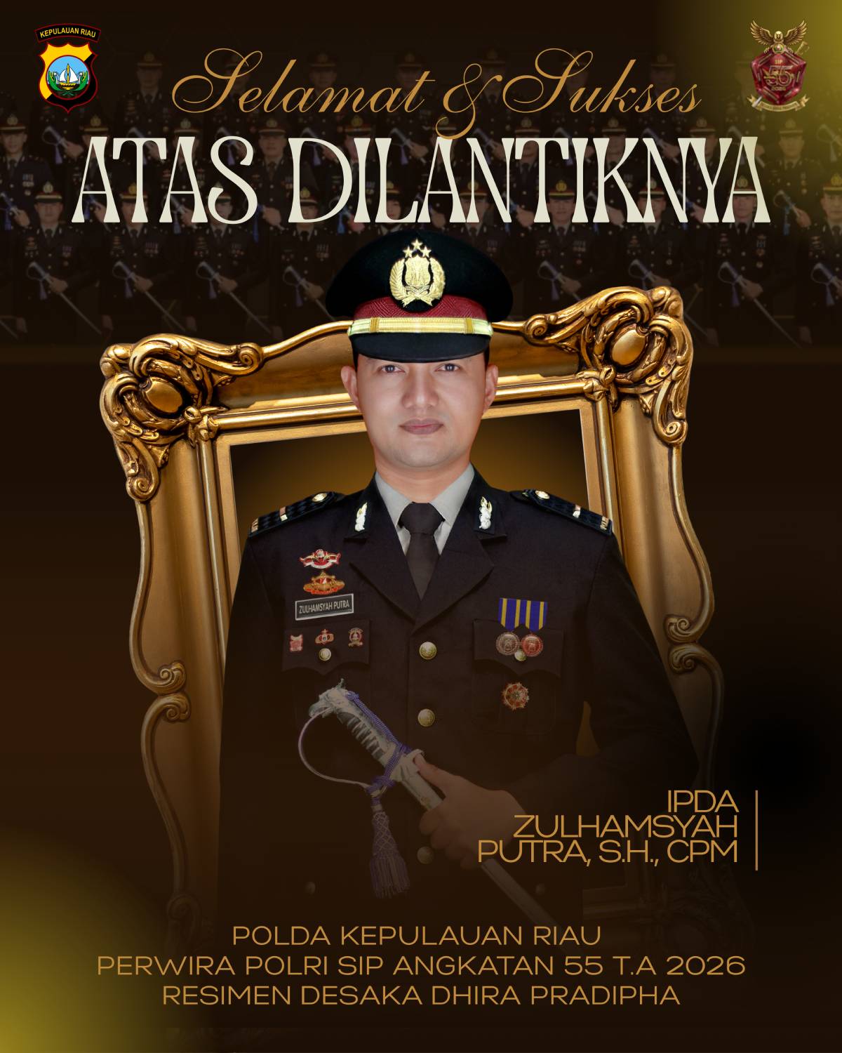 IPDA Zulhamsyah Putra Resmi Dilantik, Sosok Polisi Humanis Kebanggaan Polda Kepri.