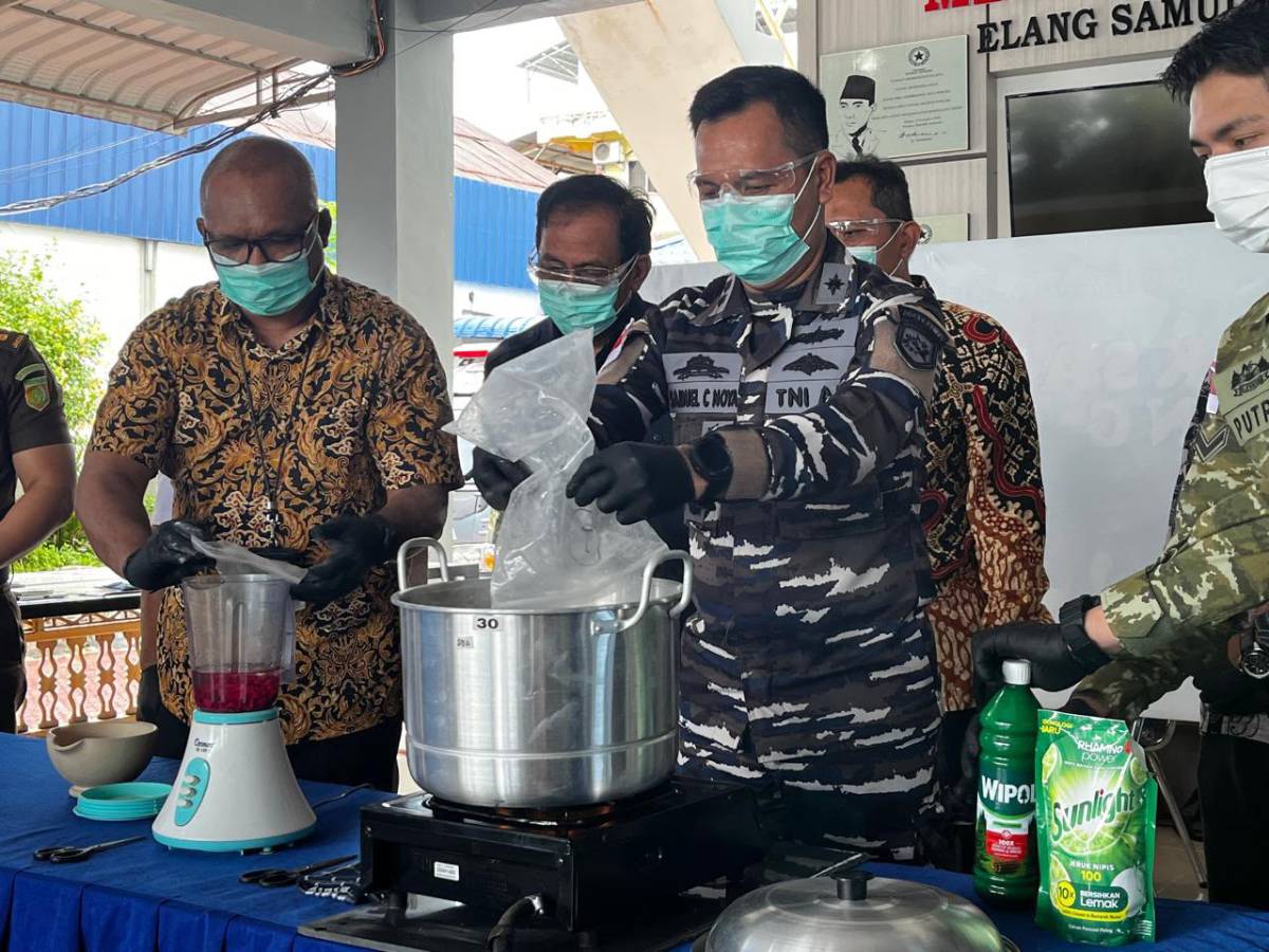 1,084 Kg Sabu dan 582 Ekstasi Dimusnahkan, Lanal Karimun Perketat Pengawasan.
