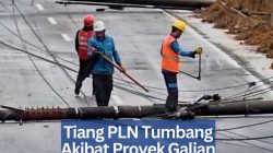 Tiang PLN Tumbang Akibat Proyek Galian Tanah di Ekang Anculai Bintan